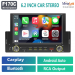 1-dine universaalne autoraadio 6,2-tolline MP5 multimeediumipleier Autostereo Android Auto Carplay MirrorLink L&uuml;hike Bluetooth-autoraadio