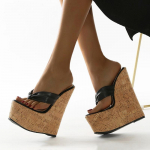 Eilyken New Black Sexy Super 18CM K&otilde;rged kontsad Platvorm Wedges Kitsas Band Pinch sussid Naiste sandaalid Mules Sussid kingad 35 must
