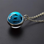 Blue Sea Marine Life Ehted Kaelakeed Kilpkonn Delfiin Merekarbid Kahepoolne Kristall-klaaskuuli ripats Kaelakee Naistele Meestele Kingitus