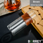BORREY klaasist kuuma tee pudel topelt seinaga klaasist veepudel Creative tee vee eraldamise klaaspudel Kontori teepudel 200 ml Brown