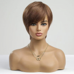 HAIRCUBE L&uuml;hikesed kreemjad blondid 100% juustest parukad naistele, Pixie Cut sirge parukad Bang Glueless parukatega, loomulik igap&auml;evaseks kasutamiseks