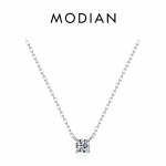 Modian 925 Sterling h&otilde;be &uuml;mmargune lihtne l&auml;bipaistev CZ ketiga kaelakeed, ripats naistele pulmade kihlusavalduse ehted 3MM h&otilde;be