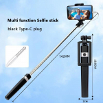 Juhtmega juhitav selfipulk, mis sobib C-t&uuml;&uuml;pi pistikupesaga mini kaasaskantav selfie stick
