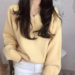 S&uuml;gisvintage mood pikkade varrukatega silmkoeline kampsun, talv alumine pullover Naiste vabaaja V-kaelusega topid, &uuml;hev&auml;rvilised riided 29898 One Size pruun