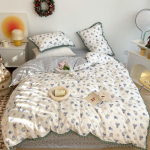 Pure cotton 100 pure cotton wool ball floral style ins small fresh sheets style bedding girly heart four-piece set 1.2m bed sheet model-3PCS