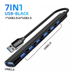 C-t&uuml;&uuml;pi USB-jaotur 7 porti USB 3.0 2.0 jaotur USB C-jaoturi dokkimisjaam kiire 5Gbps jaoturi adapter s&uuml;learvuti toe jaoks k&otilde;vaketta hiire klaviatuur usb
