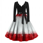 Naiste mood V-kaelusega vabaaja &otilde;hukesed j&otilde;ulutr&uuml;kiga pikkade varrukatega kleidid L must