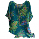 Pluss suur suurus varrukas suurus &uuml;mmargune kaelus l&uuml;hike lahtine lilletr&uuml;kk keskmise pikkusega pehme &otilde;huke hingav v&auml;rvikindel 4XL sinine