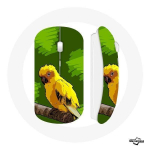 Souris Sans Fil Oiseaux de Perruches jaune Fond Vert