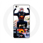 Huawei P8 vormel 1 Max Verstappeni F1 v&otilde;idus&otilde;itja &uuml;mbris, must punane ja kollane