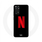 Xiaomi Redmi Note 11 4G Netflixi logoga &uuml;mbris punasel mustal taustal