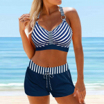 Naiste &otilde;larihmaga ujumistrikoo sinise litriga mustriga bikiinidega l&uuml;hikesed ujumistrikoo L