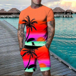 Suvised Hawaii T-s&auml;rgid L&uuml;hikesed p&uuml;ksid Komplektid Sea Beach 3D Print Meeste Mood Spordidressid L&uuml;hikeste varrukatega T-s&auml;rk P&uuml;ksid Komplekt Meeste &uuml;likonnad Riided L