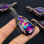 Natural Multi Labradorite Gemstone Copper Wire Wrap Gift Pendant 2.75 o8z70