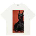 2024 Streetwear Dobermann Graphic Unisex T-s&auml;rk Puuvillane T-s&auml;rk Unisex Tops T-s&auml;rk Suvine l&uuml;hikeste varrukatega T-s&auml;rk S valge