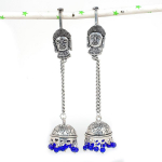 Natural Indian Look Jhumki Gemstone 925 Sterling Silver Earring 4.33 k9a57