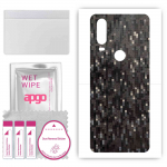 apgo Protective Skin Sticker for the back compatible with Motorola One Action, Wrap Film, Foil, Vinyl - Pattern Carbon Black Pixel