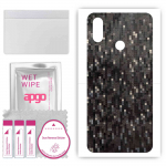 apgo Protective Skin Sticker for the back compatible with Xiaomi Mi 8 Pro, Wrap Film, Foil, Vinyl - Pattern Carbon Black Pixel