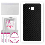 apgo Protective Skin Sticker for the back compatible with Asus Zenfone 4 Selfie ZB553KL, Wrap Film, Foil, Vinyl - Pattern Carbon Black