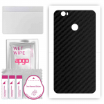 apgo Protective Skin Sticker for the back compatible with Oukitel U11 Plus, Wrap Film, Foil, Vinyl - Pattern Carbon Black