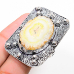 Natural Solar Quartz Gemstone 925 Sterling Silver Gift Ring Size 11.5 b7g79
