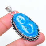 Natural Blue Solar Quartz Gemstone 925 Sterling Silver Pendant 2.17 u8t80