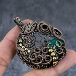 Natural Green Onyx Gemstone Copper Wire Wrap Gift Jewelry Pendant 2.44 s1e98