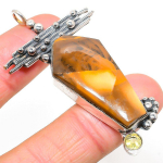 Natural Maligano Jasper, Citrine Gemstone 925 Sterling Silver Pendant 2.56 t3u86