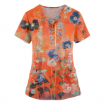 Suures suuruses tr&uuml;kitud Scrub t&ouml;&ouml;vormi topid naiste risti V-kaelusega tr&uuml;kitud l&uuml;hikeste varrukatega T-s&auml;rgid Taskutega t&ouml;&ouml;riiete T-s&auml;rk L