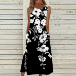 Naiste vabaaja kleidid &Uuml;markaelusega Klassikalised igap&auml;evased varrukateta vabad kleidid v&auml;ljas L must