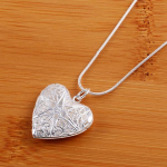 925 Sterling H&otilde;bedast s&uuml;damega pildiraamiga ripatsiga ussiketi kaelakee 18/20/22/24/26/28/30/tolli naiste v&otilde;lu pulmamood peened ehted 18"Necklace & Pendant