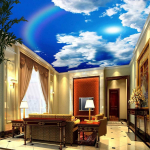 Sinine taevas tapeet Pilv 3D laetapeet taevas p&auml;ikesepaiste vikerkaar seinatapeet Lastetuba magamistuba lae seinamaaling Dekoor 200 cm(W) x 140 cm(H)