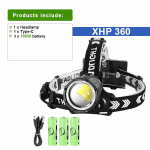 9900 luumenit XHP360 suure v&otilde;imsusega LED-esilatern USB-laetav LED-esituli 18650-suumpeaga taskulamp kalap&uuml;&uuml;gipea latern B-18650 battery