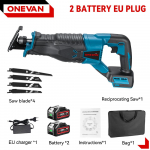 ONEVAN 3000W juhtmevaba saag reguleeritava kiirusega kettsaag puidu, metalli ja torude l&otilde;ikamiseks elektrisaag Makita 18v akule 2 Battery EU