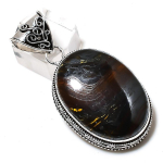 Iron Tiger Eye Gemstone Handmade 925 Sterling Silver Jewelry Pendant 2.17 m6j57