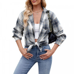 Naiste ruuduline s&auml;rk vabaaja s&uuml;gis, uued naiste vabad topid Flanellist naiste pikkade varrukatega pluusid Korea mood jakk Naiste riided S oranž