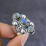 Natural Labradorite Gemstone Handmade 925 Sterling Silver Gift Ring Size 8 m7s46