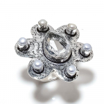 Natural River Pearl, Topaz Gemstone 925 Sterling Silver Gift Ring Size 7 l2a20