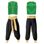 Meeste Araabia printsi kost&uuml;&uuml;mikomplekt varrukateta punutud &auml;&auml;rega, lahtise esiosaga vest elastse v&ouml;&ouml;rihmaga lapip&uuml;ksid karnevalipeole m&otilde;eldud Cosplay Rol jaoks XL must/roheline
