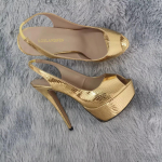 Uued naiste pumbad tikkp&uuml;ksid 14 cm platvormiga &uuml;lik&otilde;rged kontsad Seksikad lahtise varbaga sandaalid Gladiaator peokleit Naiste kingad, suur suurus 44 44 kuld