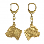 Staffordshire Bull Terrier, Staffy II - Gilded key ring with dog in gift box, handbag decoration, luxury accessory by Art-Dog brand