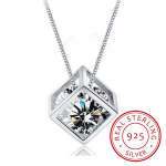 925 Sterling h&otilde;bedane kuubik tsirkooniumoksiidist ripats kaelakee naistele kingitus 45 cm l&uuml;li kett kaelarihmad Kolye S -N76