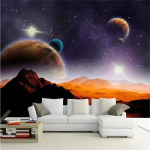 Tapeet Universum T&auml;htis Taev 3D Suur Seinamaal Stereo TV Tausttapeet 200 cm(W) x 140 cm(H) gray
