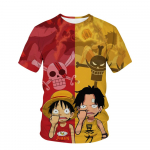 Lahe 2024 Uus One Piece Laste 3D-prinditud Multifilm T-s&auml;rk O-kaelusega L&uuml;hikeste varrukatega Luffy Spordir&otilde;ivaste Top 100cm
