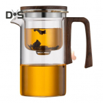 520/720/900 ml klaasist teekann infuseriga Puidust k&auml;epidemega kuumakindel, tilkumisvaba tila, vee eraldav teekann, kergesti puhastatav k&uuml;lma teekann L puhas