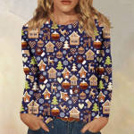Naiste mood vabaaja pikkade varrukatega j&otilde;ulutr&uuml;kiga &uuml;mara kaelusega pullover top-pluus L must
