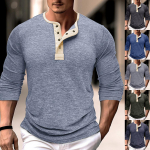 Meeste tavaline pikkade varrukatega Henley T-s&auml;rk vabaaja pullover, avara topid, soliidne pluus S