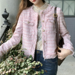 Prantsuse seltskonnadaami tviid l&uuml;hike jakk naiste kevaddisain v&auml;ikese l&otilde;hnaga pikkade varrukatega kardigan temperament salendav top S