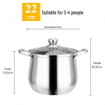 Eriti suure mahutavusega roostevabast terasest supipott &ndash; kaubanduslik kvaliteet majapidamises ja k&ouml;&ouml;gis kasutamiseks 22cm extra high pot