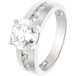 LOVA LOLA VAN DER KEEN - Bague Solitaire 8.1 mm - Collection Joaillerie Prestige - Argent Massif 925 Milli&egrave;mes - Diamant de Synth&egrave;se 54 valge